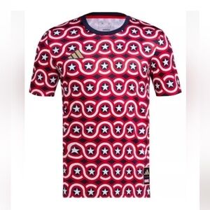NWT Adidas MLS Preshi Marvel Captain America Men’s Pre-Match Soccer Jersey L